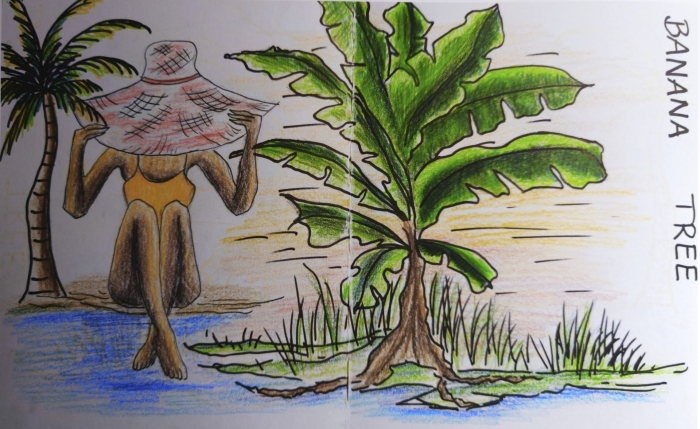 Kobieta wśród drzew bananowych, 24.5x40 cm.jpg