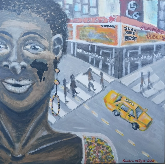 Kobieta na Times Square 55x55 cm-compressed.webp